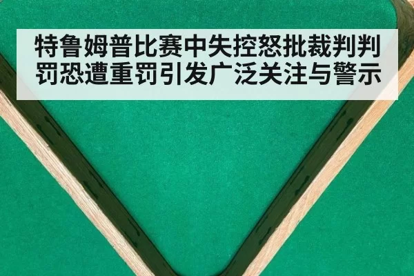 特鲁姆普比赛中失控怒批裁判判罚恐遭重罚引发广泛关注与警示